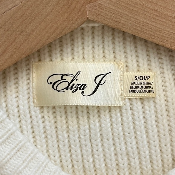 Eliza J Cream Cable Knit Sweater Dress with Bell Sleeves - Size Small - Picture 6 of 10